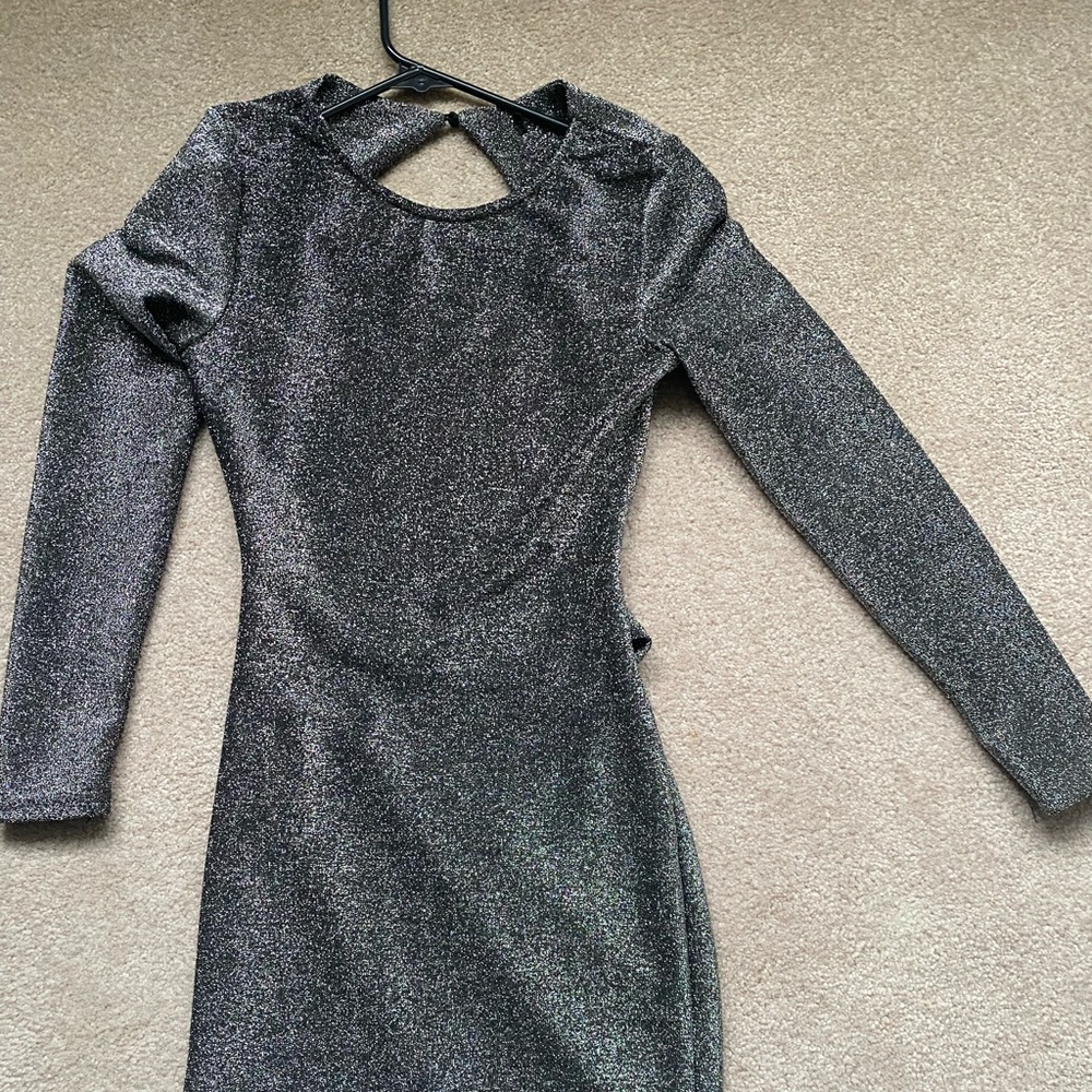 Mini glitter dress with open back